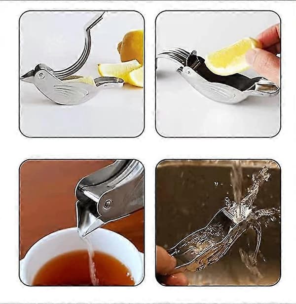 2 st Genting Manuell Citronpress och Limepress i Rostfritt Stål, Silverfågelformad Citronpress Stainless steel fish 2pcs