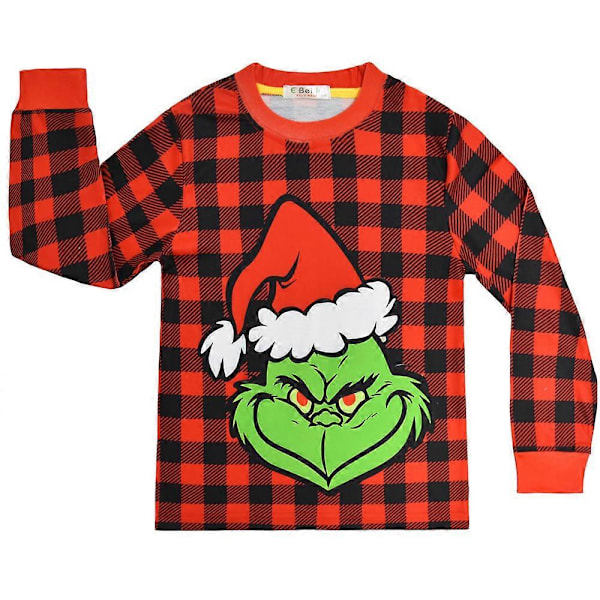 Barnens Jul Grinch Tryckta Pyjamas Toppar Byxor PJS Set Nattkläder Hem Loungewear Nattkläder Pojkar Flickor Julgåva A 5-6 Years