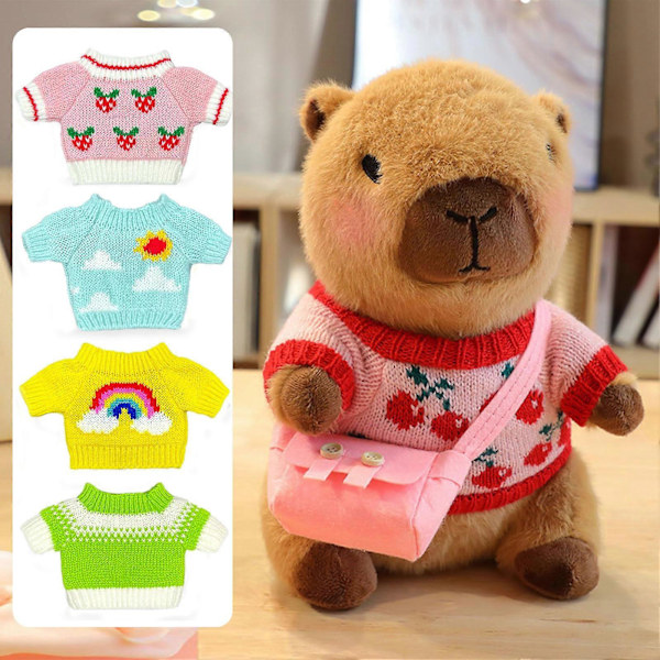 Capybara Plyschleksak med 9 st Klädtillbehör Pedagogisk DIY Docka Utklädning Söt Capybara Gosedjur för Flickor Pojkar (FMY)