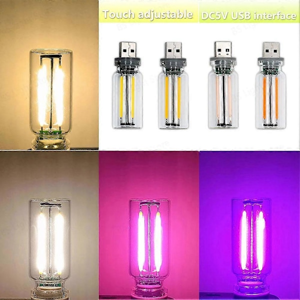Bärbar USB Plug-in LED Mini Nattlampa Bil Atmosfär Ljus Mobila Lampor A