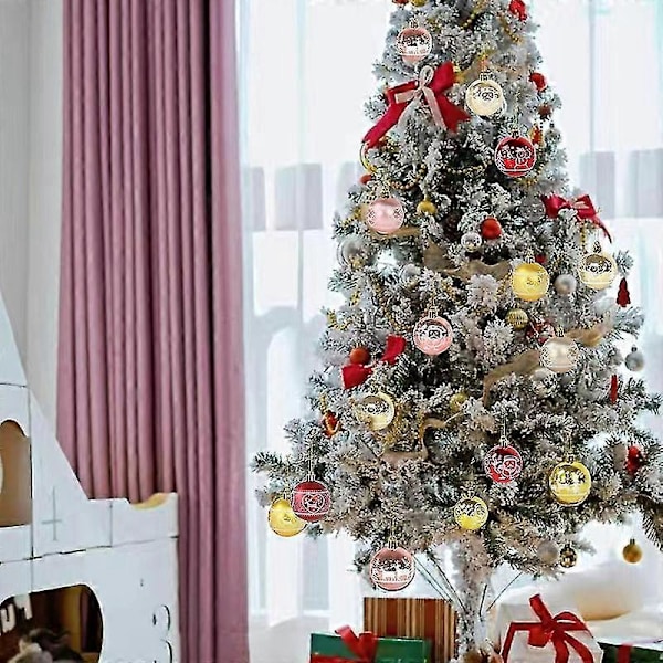 9 st/förpackning 6 cm Roséguld Julkula Dekoration Älg Tomte Julkulor Hänge För Julgran Hem Hängande Ornament Nyår Red