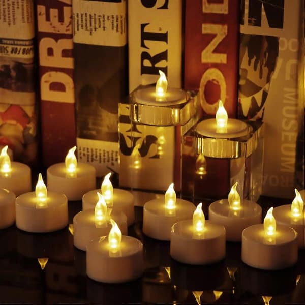 Candlium 100-pakning varmgule flammefrie LED-telys batteridrevne 200+ timer for bryllupsdekorasjon