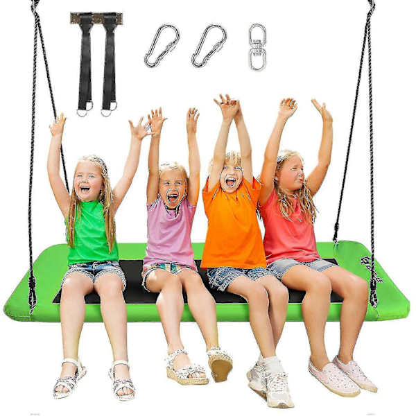 Trägunga Hängande Remmar Kit 2x5ft Kraftig Gungupphängning med Karbinhakar, Trädskydd