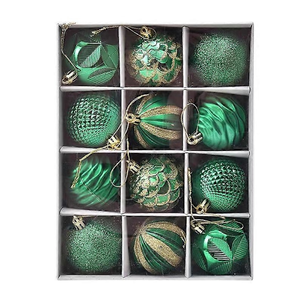 12 st Bollar Träddekoration Hemdekoration Gott Nytt År Navidad Hänge Boll Tillbehör Red 6cm