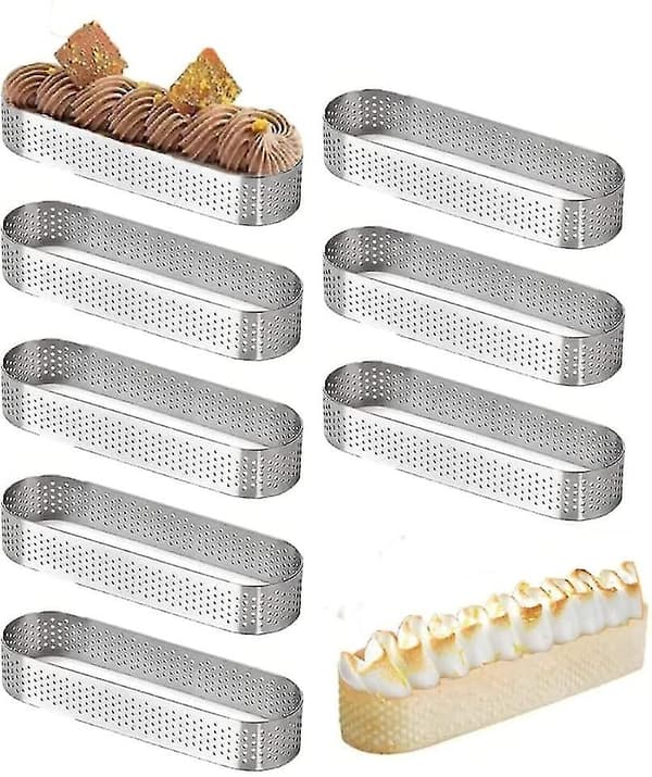 8 Stk Dessert Mousse Perforert Kakering, Fransk Frukt Oval Pai Ring Pai Ring Quiche Kakeform