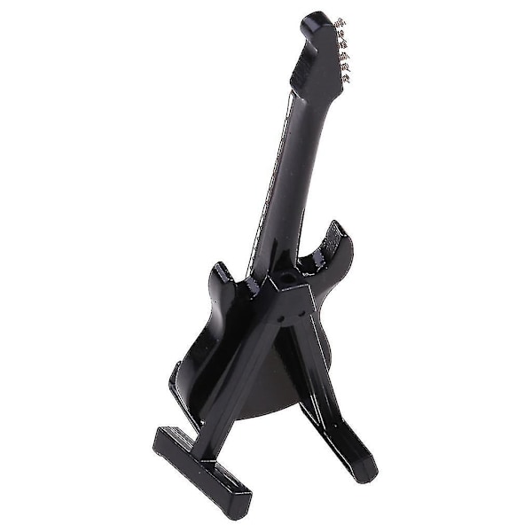 10cm Miniatyr Elektrisk Gitarr Replika Med Fotpall Musikinstrument Modell Ornament Julgåva Heminredningssats Black