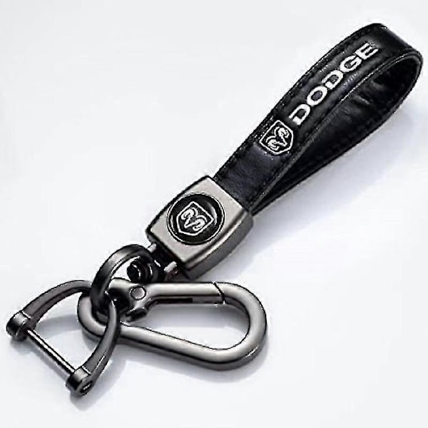 Läder Nyckelring Krok Nyckelhänge Med Bilmärkeslogga Fjäderspänne Ring Kompatibel DODGE