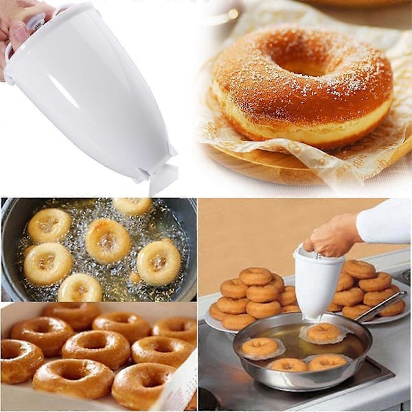 Donutmaskin i plast Form DIY-verktyg Köksredskap Bakverk Köksaccessoarer Vit Praktisk Moule Donut style18