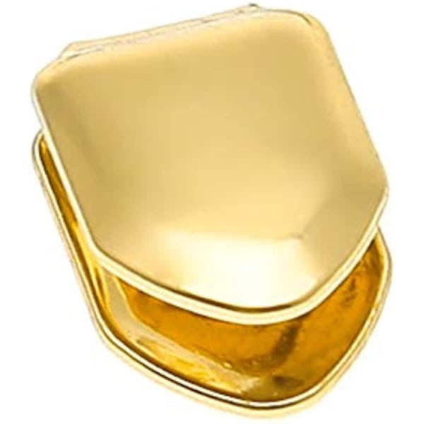 2 Stycken 14k Pläterade Guld Grillz Mun Tänder Hip Hop Tänder Enkel Övre Tand Grill Kåpa För Tänder Mun Fest Tillbehör Tänder Grillar (FMY)