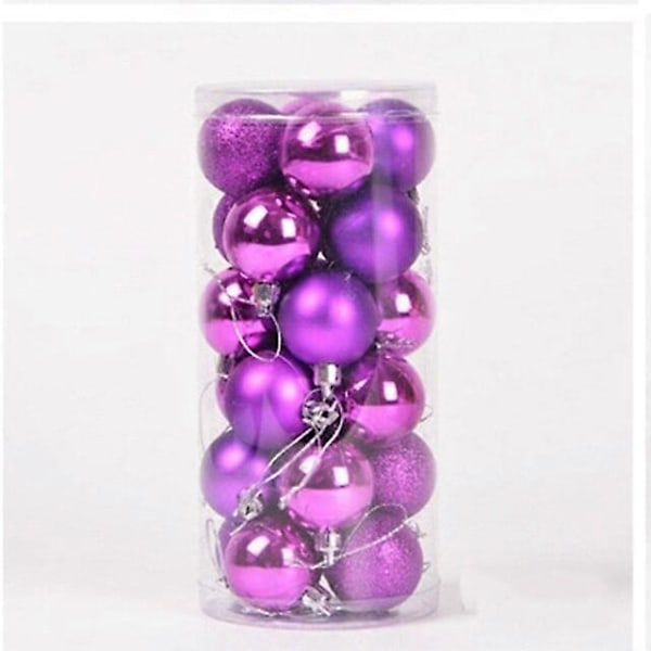 JWL-PGY 24 st Julkulor Julgransdekorationer Julpynt 3cm/4cm/6cm/8cm Polystyrenboll USA Nyårsgåvor Hem A Purple 4cm