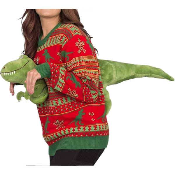 Unisex Stickad Ful Jultröja Nyhet 3D Söt Docka Tröja Roliga Fester Semester Jumper Topp -gt  TA Dinosaur X-Large