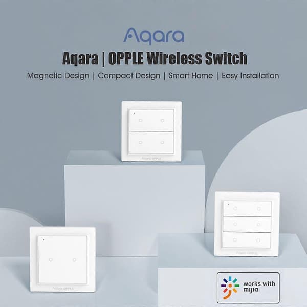Aqara|OPPLE Trådløs bryter Smart Homekit Fungerer med Home App Magnetisk veggbryter Zigbee 3.0