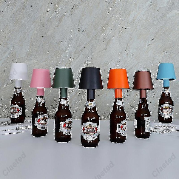 LED Vinflaska Lampa Huvud Bordslampa Avtagbar Och Borttagbar Bärbar Laddningsdekoration För Bar Café Atmosfär Nattlampa USB Rechargeable Black