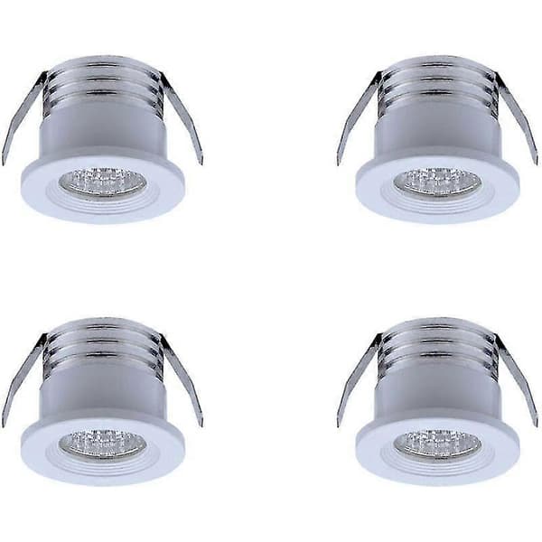 Sett med 4 mini LED downlights, 3 W, varmhvit Hvit