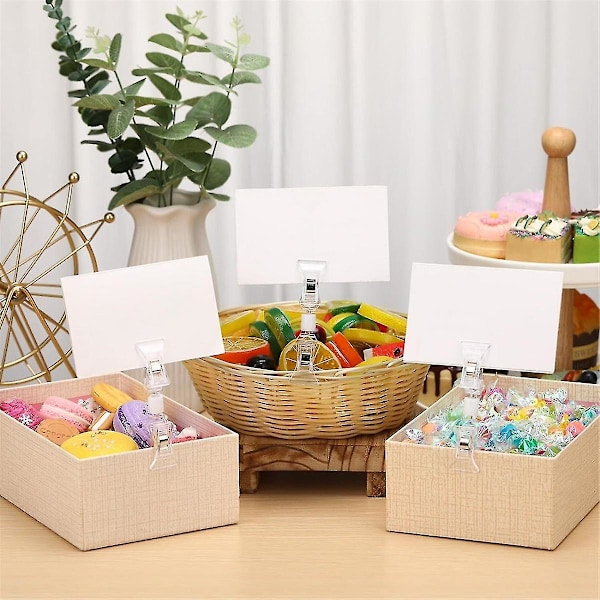 50 st dubbelsidiga skyltclips Skyltdisplay Mini Clip Clear Rotatable Merchandise Clip On Sign Hold