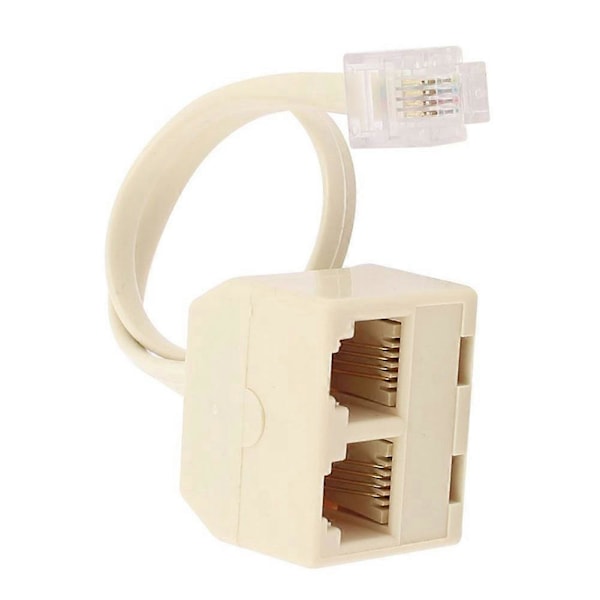 RJ11 6P4C Han till Hona 2-vägs Uttag Telefonjack Linjedelare Adapter