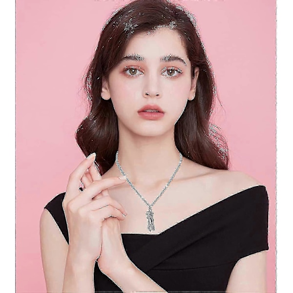 Halsband för kramande par S925 Silver Kramhalsband Älskade Smycken För Honom Och Henne, Alla hjärtans dag för älskande--Silver-52675-XG233
