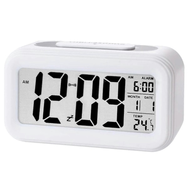 Digital Väckarklocka, LED Intelligent Nattlampa Digital Väckarklocka White