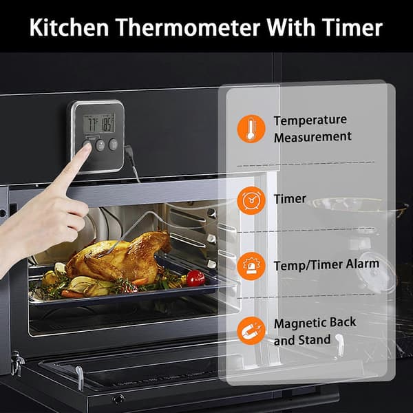 Digital Kötttermometer Mat Barbecue Termometer BBQ Grill Rök Termometer Med Smart Matlagningsläge Timer Larm Bakugn Digital Termometer