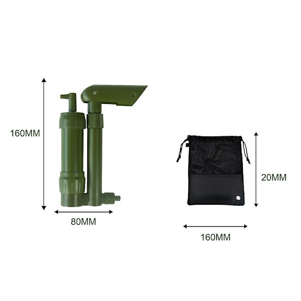 Handpumpat vattenfilter 3-stegs Campingvattenrenare Filtersystem Överlevnadsutrustning 0,01 mikron (FMY)