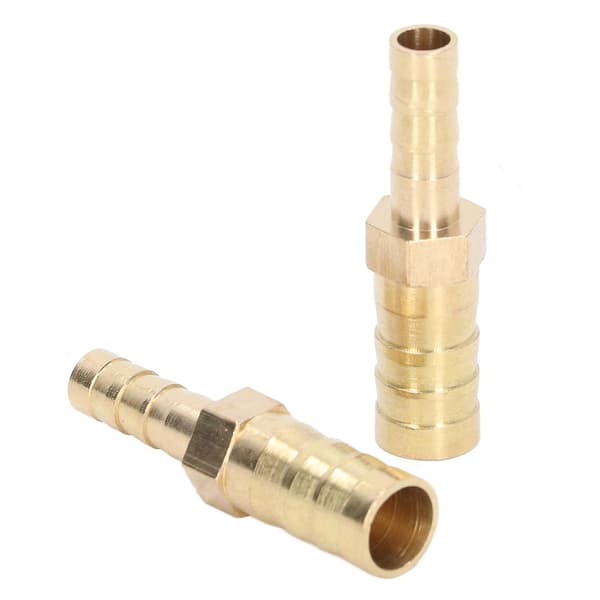2 stk. Barbed Fitting Splicer Messing Slange Studs Reducer Hex Reducerende Barbed Connector 10mm(3/8in) til 6mm(1/4in)