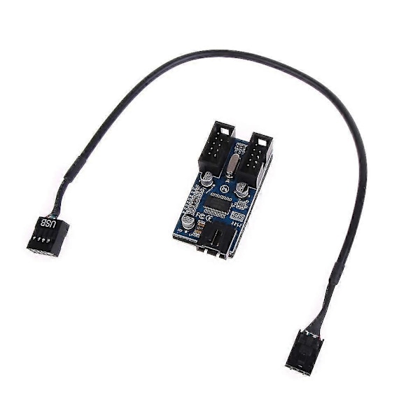 9-pins USB Header Splitter 1 till 2 Hona Förlängningskabel Kort För Moderkort