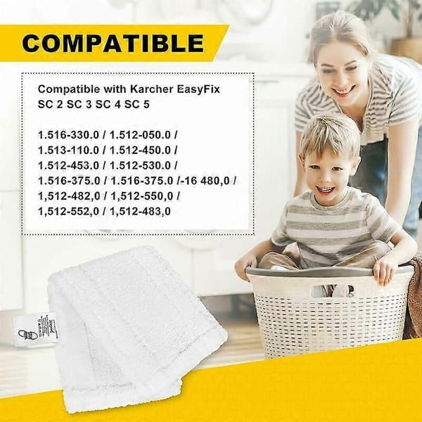 5 STK. Mikrofiberklude til Kärcher SC5 SC3 Easy Fix, Udskiftningsklude til Kärcher damprenser SC EASY FIX serien