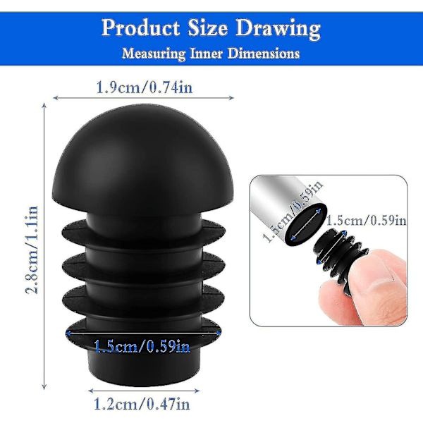 Stolbensskydd 50 st Runda Endkapslar Stolsskydd Runda Ingångskaplar Kompatibla med Stolbensskydd (19 mm)