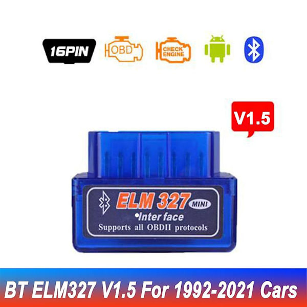 Kebidu Elm327 V1.5 Bluetooth OBD2 Scanner Diagnostisk Bil Elm327 OBD 2 Elm 327 Bil Diagnostikverktyg ODB2 Auto Scan Adapter