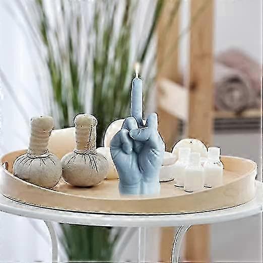 Kreative duftlys formet som en midtfinger blue
