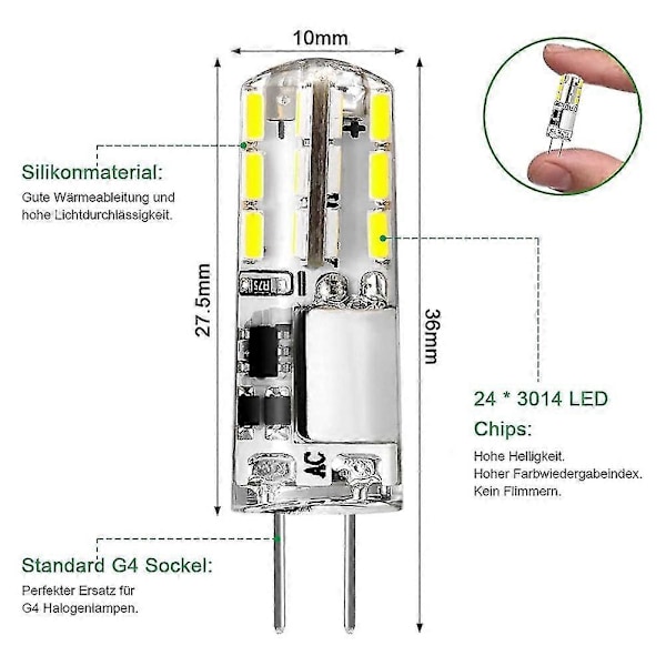 G4 LED-lampor, 12 V 1,5 W Flimmerfri G4 LED-stiftlampa, Ersättning för 20 W Halogenlampa