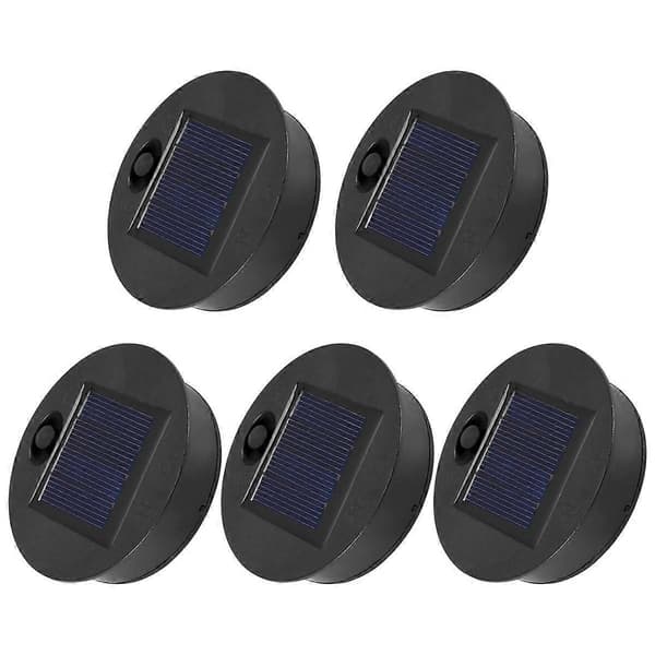 5-pakning med reservedeler til solcellelamper (toppstørrelse 7 cm, bunnstørrelse 6 cm), 7 varmhvite LED-lys, vanntett