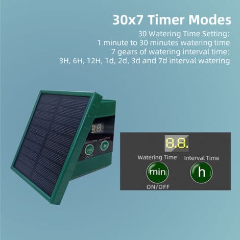 Solcellsdriven droppbevattningssystem för trädgård Digital display Automatisk vattning 10 krukväxter med 30x7 timerlägen