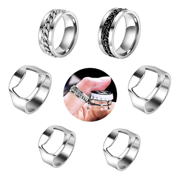 6 st Ölring Flasköppnare Set Rostfritt Stål Flasköppnare Ring Fingerring Ölflasköppnare Rostfritt Stål - Jxlgv