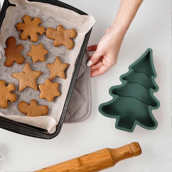 Silikonebageform til juletræ, bageplade, køkkenbageværktøj til chokoladekage, is, bagning af kage, budding, muffins