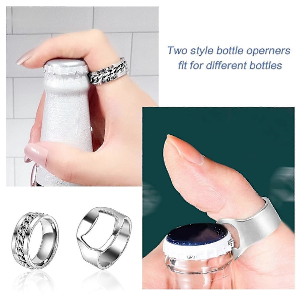 6 st Ölring Flasköppnare Set Rostfritt Stål Flasköppnare Ring Fingerring Ölflasköppnare Rostfritt Stål - Jxlgv