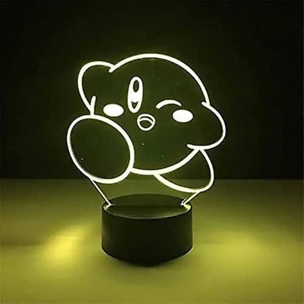 3D Nattlampor för Pojkar Flickor Kirby 3D Nattlampa Söt Cartoon Spel Anime Heminredning Lampa Kawaii Barnfödelsedag {DB}