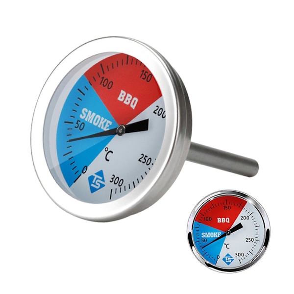 Temperaturmätare 0-300 Grader Celsius Mätare Rostfritt Stål Matlagnings Termometer för Grill BBQ Grill Rökare Ugn