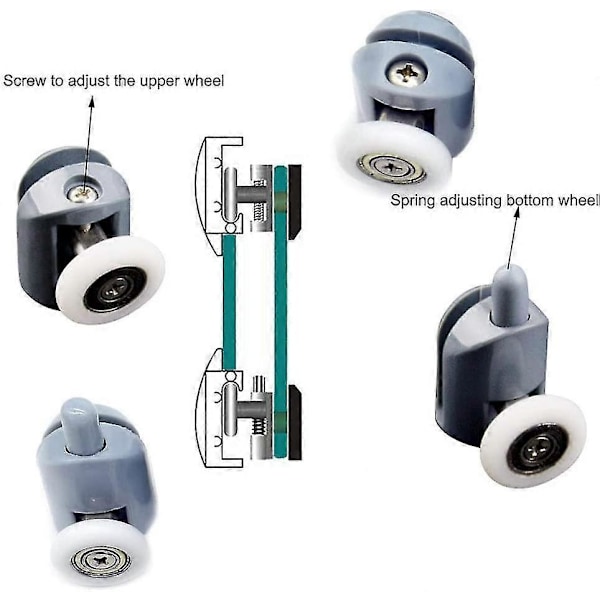 Duschdörrsrullar 8 st Duschskjutdörrsrull Duschkabinrullar 23mm