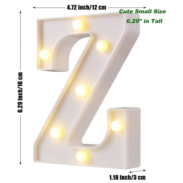 ZHOUBA LED Bokstavslampa Strömbrytare Design Vattentät Alfabet Bokstav Nattlampa för Fest Klubb Bar Z