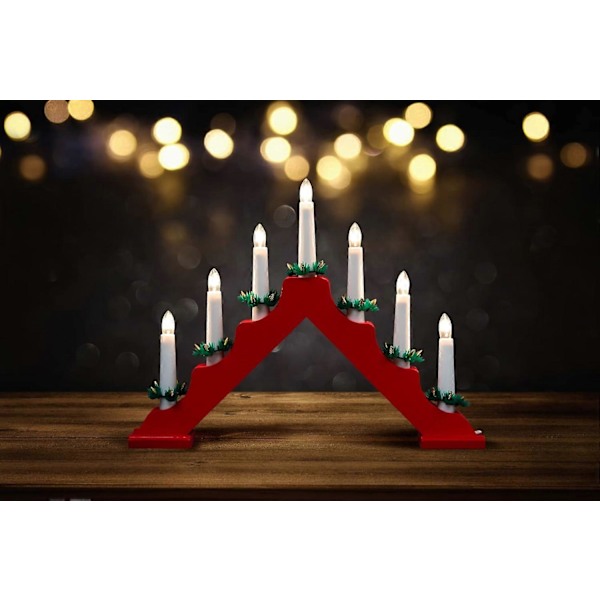 Traditionell Förbelyst Ljusstake med 7 LED-lampor, Nätansluten Fönster Julgransbordslampa