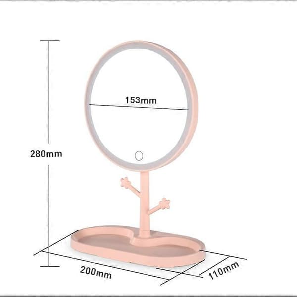 \"LED Makeup Spejl med Lampe Desktop Dame Makeup Spejl\" Pink