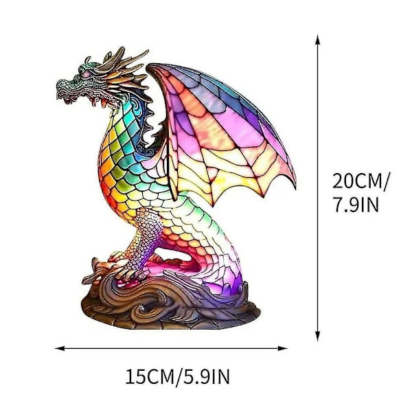 Serie Nattlampa Djur i Målat Glas, Bordslampa Djur, Målat Glas Drake/Kyckling/Katt/Varg/Delfin/Uggla/Häst/Sköldpadda Bordslampa, Målad Lampa Fo Dragon