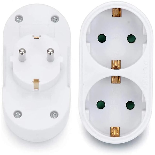 2-vägs Dubbelkontakt Grenuttag Multikontakt Adapter Horisontell Cy