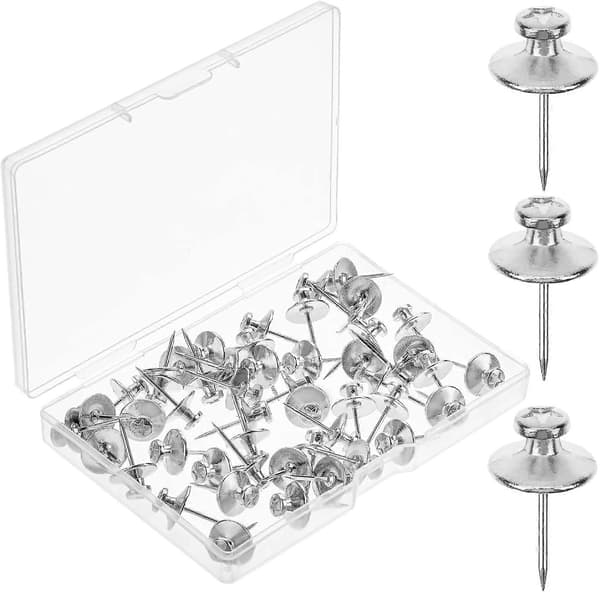 Dubbeländade bildspikar, 50-pack, svart, bildstift, väggspikar, väggspikar, väggspikar, tumspikar för väggmontering, bildhängare silver
