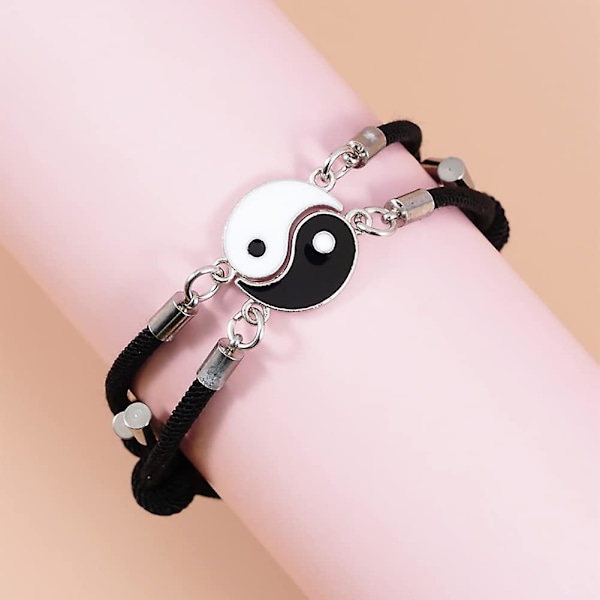 Nylry Bästa Vän Armband för 2 Matchande Yin Yang Armband för Kvinnor Män Yin Yang Långdistans BFF Vänskap Magnetiskt Armband Set för Par Bo