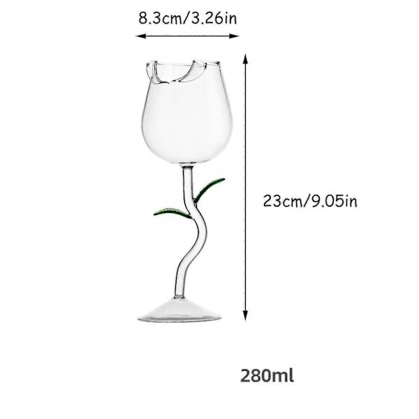 \"Rosformade Koppar Dryckesartiklar För Fest Bröllop Alla Hjärtans Dag Hållbar Gåva Kreativ Transparent Grön Rosa Vinglas\" 280ml Green