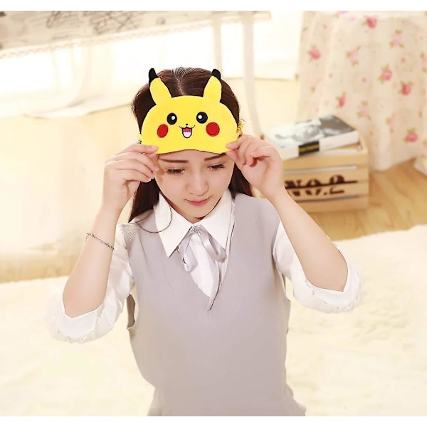 Tecknad Sovmask Pikachu Plysch Ögonbindel Ögonskugga Ögonskydd Resa Tupplur Nattsömn 2st