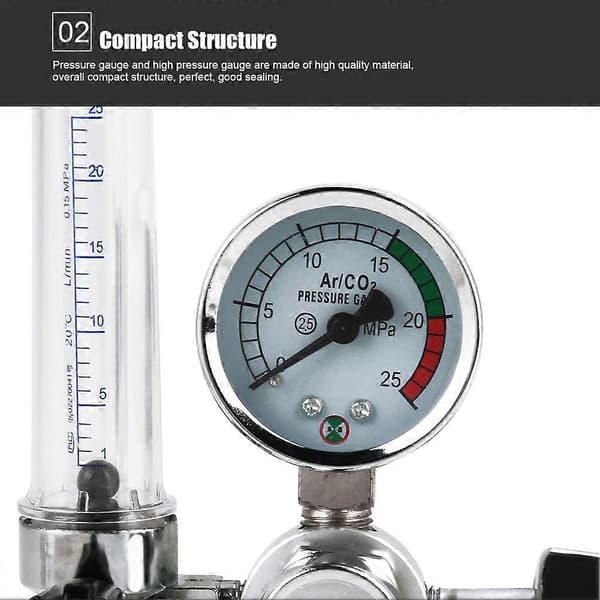 0-25MPa Argon Flow Meter Trykregulator Måler Til Svejsning Mig Tig Svejsning G5/8