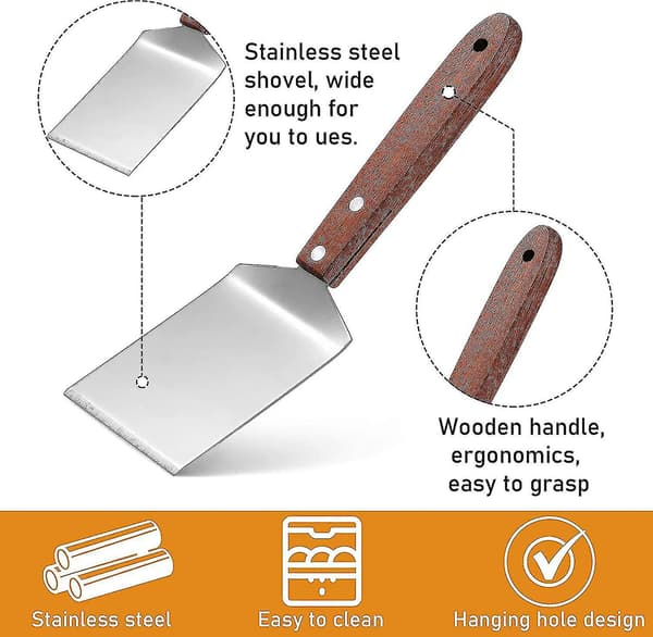 2 Små Brune Kakespader Metall Rustfritt Stål Spatel, Bakepatel, 6,35 x 20,83 cm